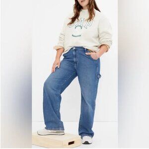 GAP Mid Rise 90s Loose Carpenter Jeans Slouchy Y2K Grunge Pockets Medium Wash 16